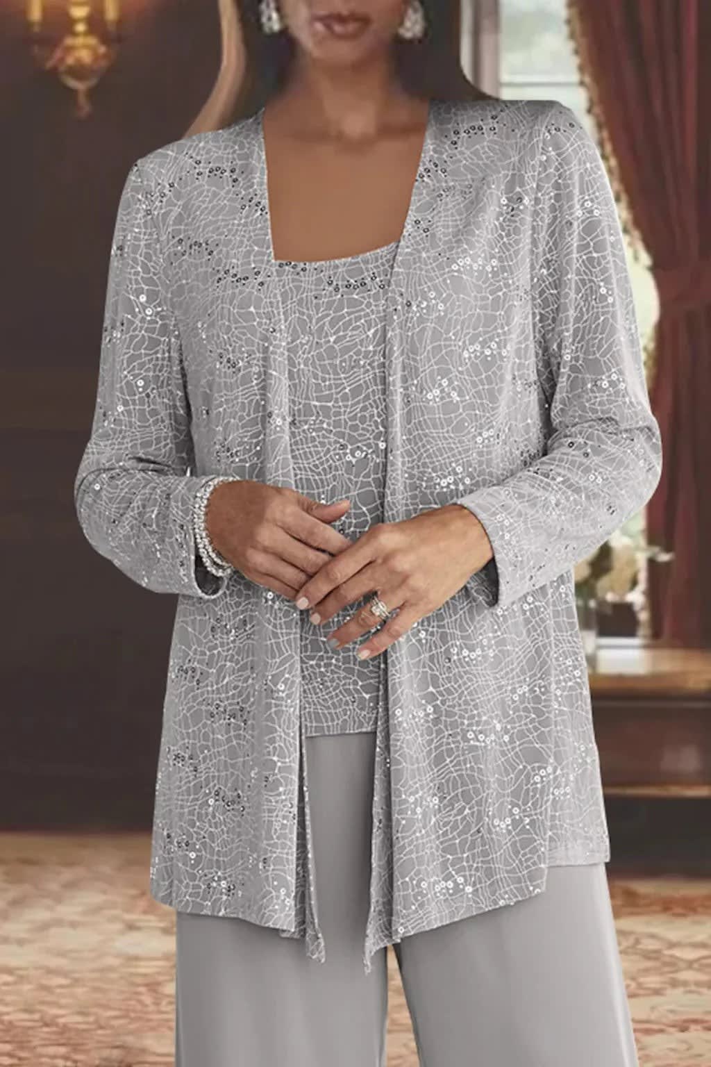 Women's Sequin Lace Wedding Guest Trouser Suit | Brittany_3