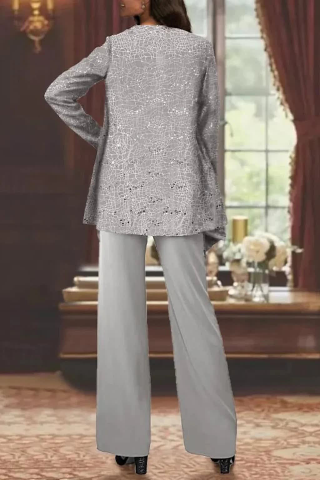 Women's Sequin Lace Wedding Guest Trouser Suit | Brittany_4