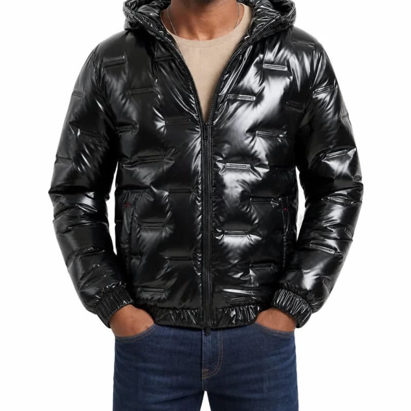 Men's High Shine Hooded Puffer Jacket | Bruce_1