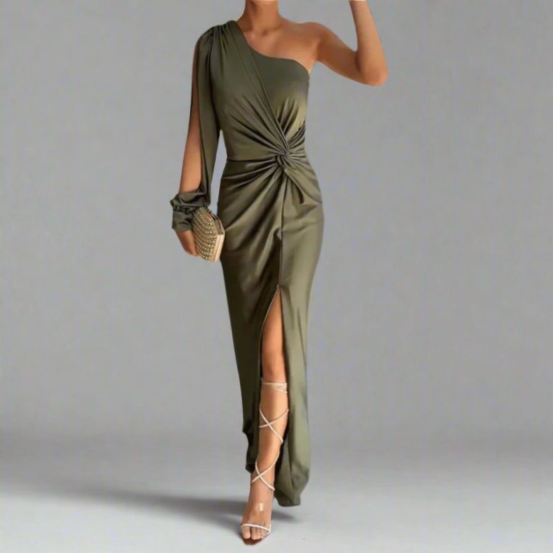 Women's One-Shoulder Satin Hoco Dress | Madeline_1