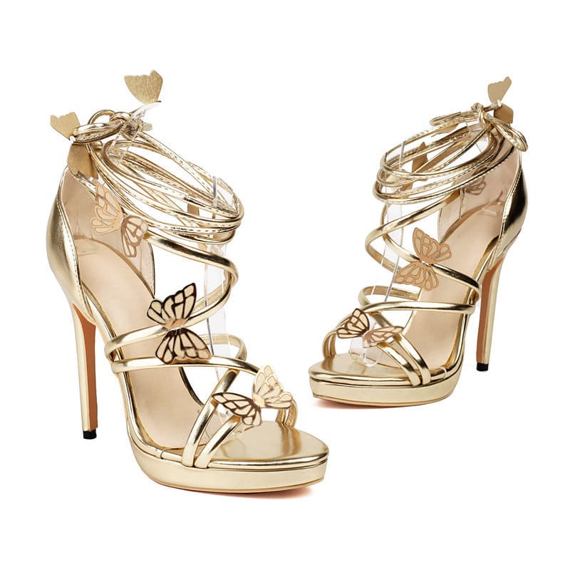 Women's Lace Up Butterfly Heeled Sandals | Oighrig_7