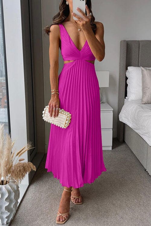 Women's Pleated Satin Midi Hoco Dress | Francesca_3
