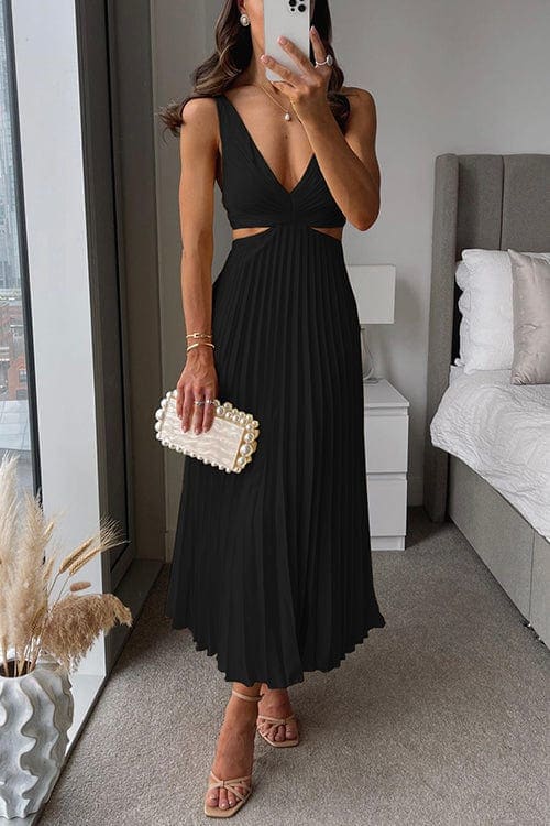 Women's Pleated Satin Midi Hoco Dress | Francesca_4