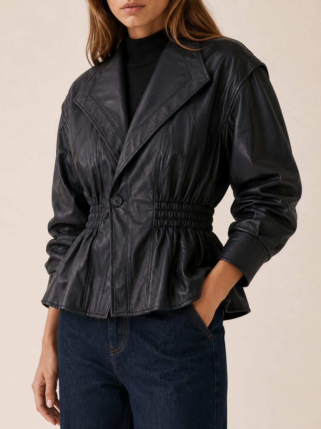 Women's Peplum Blazer Jacket with Cinched Waist | Olivia Richardson_3