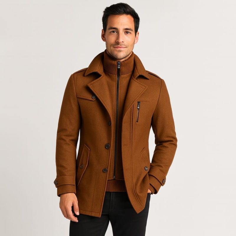 Men's Wool Blend Pea Coat | Valentine_1