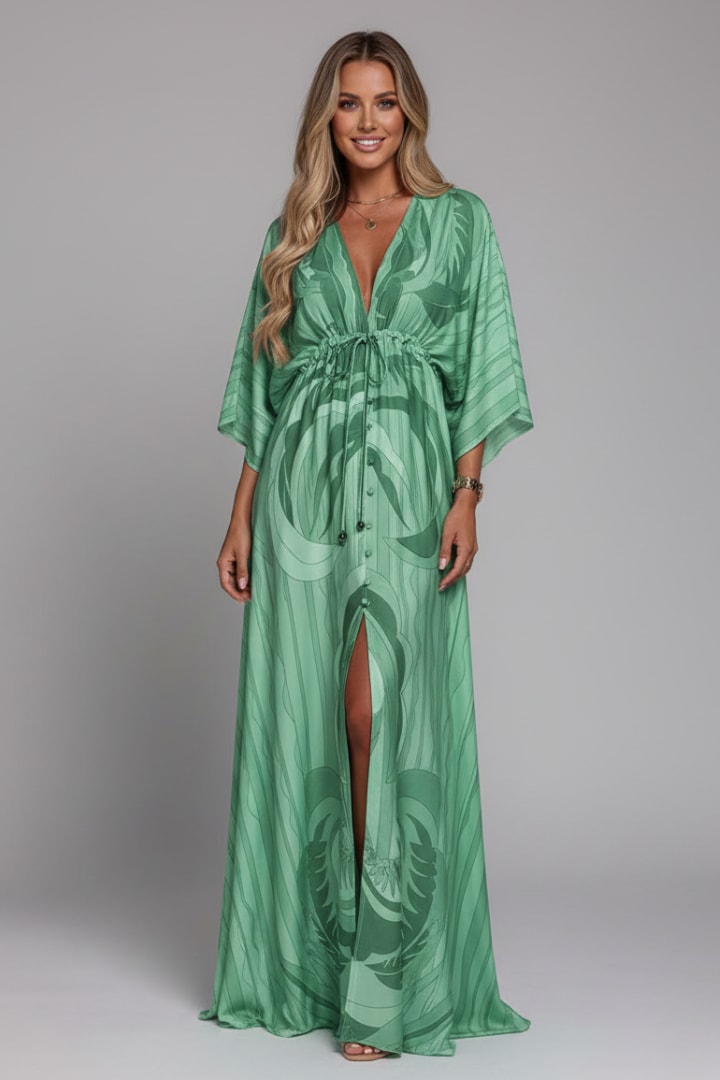 Women's Printed V-Neck Maxi Dress | Carlotta_8