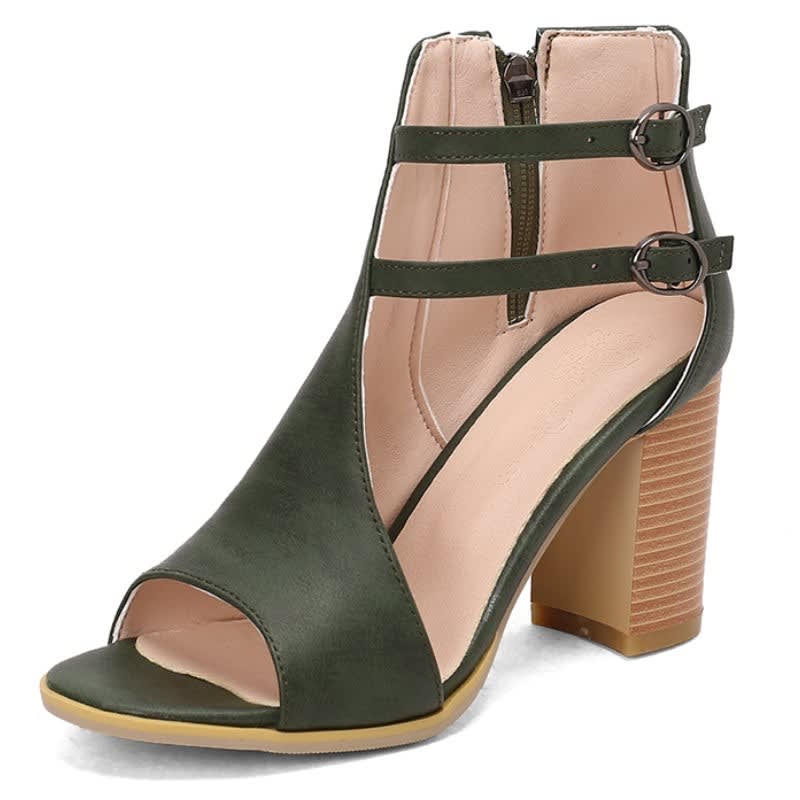 Women's Peep-Toe Block Heel Sandals | Anwyn_10