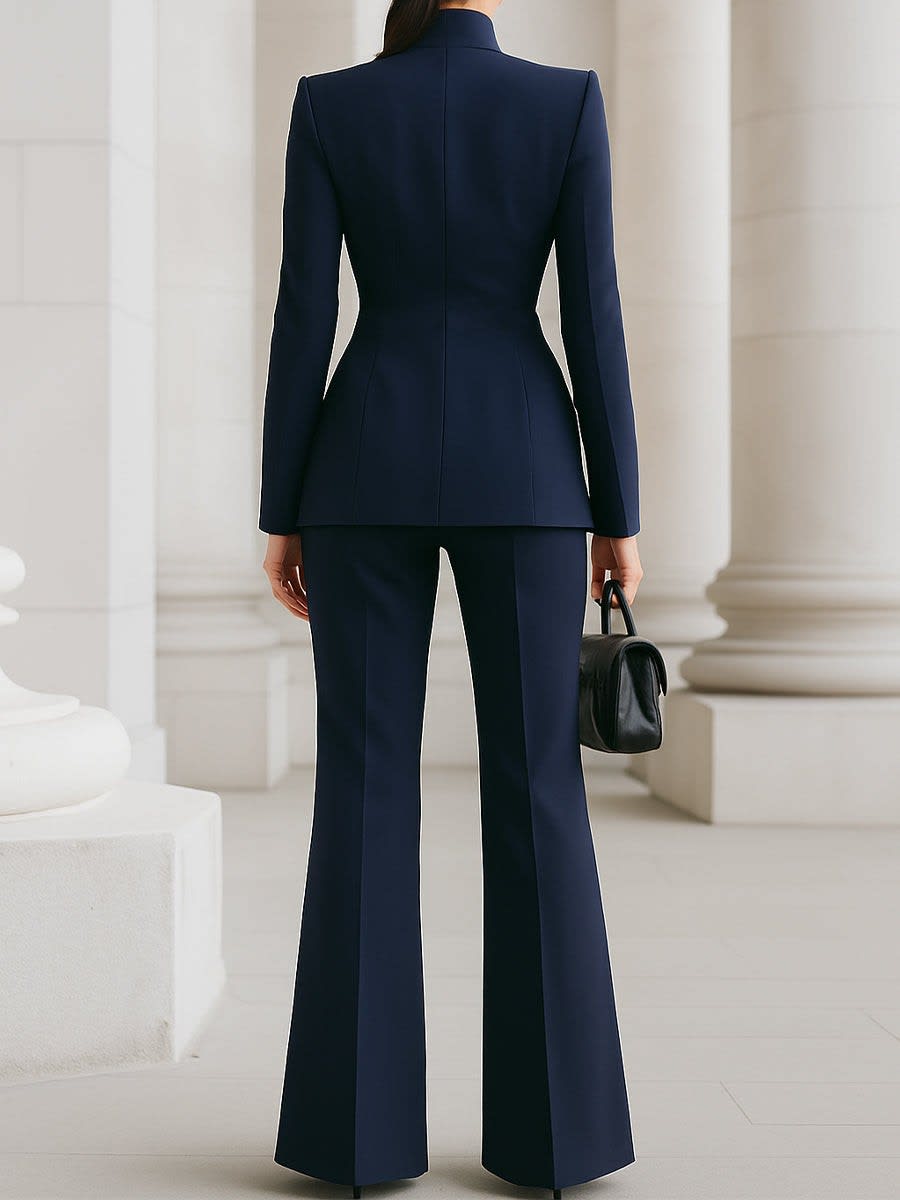 Women's Tailored Stand Collar Trouser Suit | Giselle_8