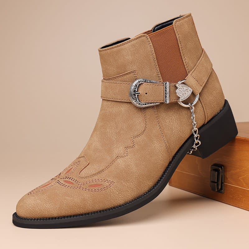 Men's Buckle Chain Western Ankle Boots | Nikolai_1