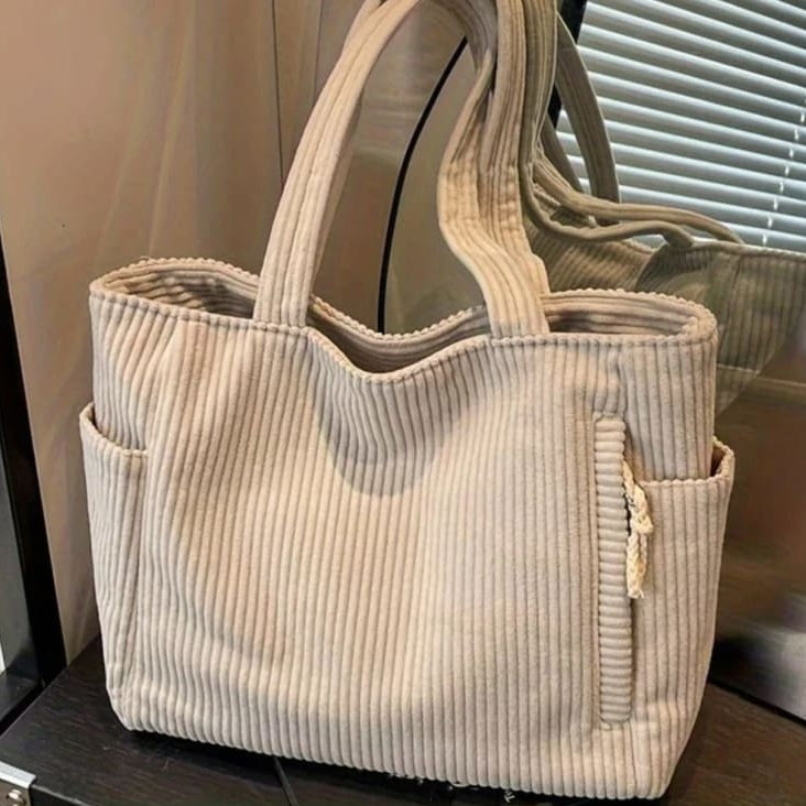 Women's Corduroy Shoulder Tote Bag | Sienna_1