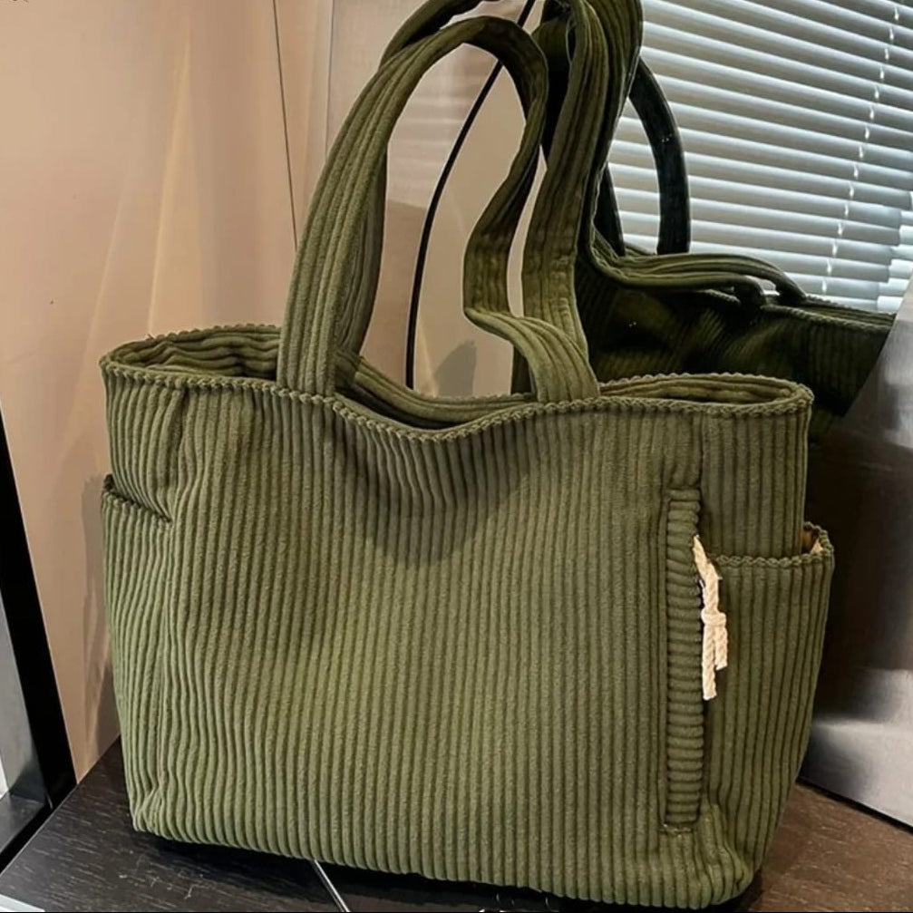 Women's Corduroy Shoulder Tote Bag | Sienna_2