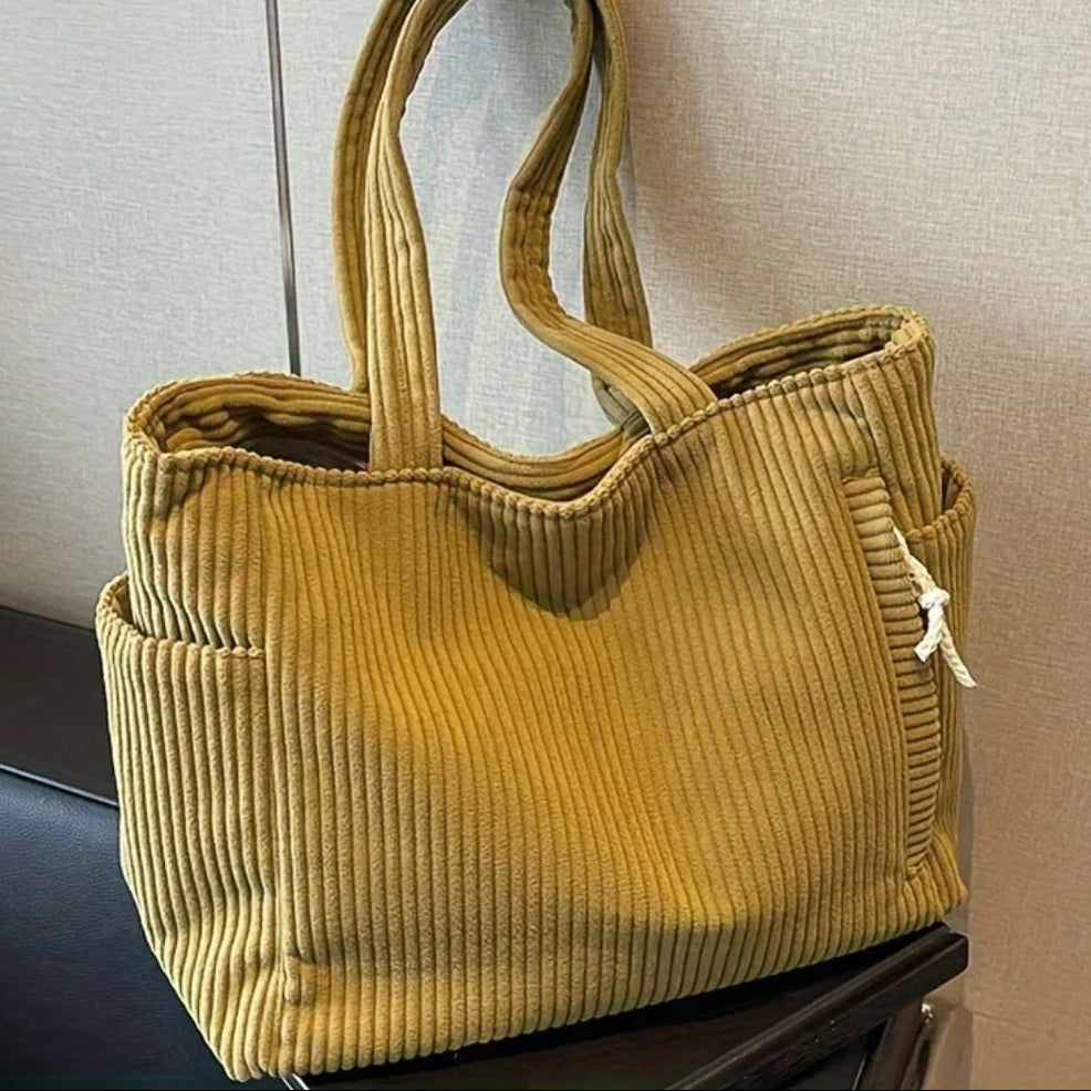 Women's Corduroy Shoulder Tote Bag | Sienna_4
