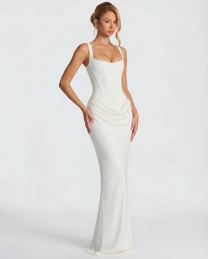 Women's Satin Corset Maxi Dress | Avis_12