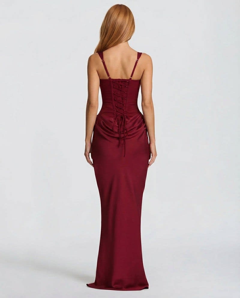 Women's Satin Corset Maxi Dress | Avis_14