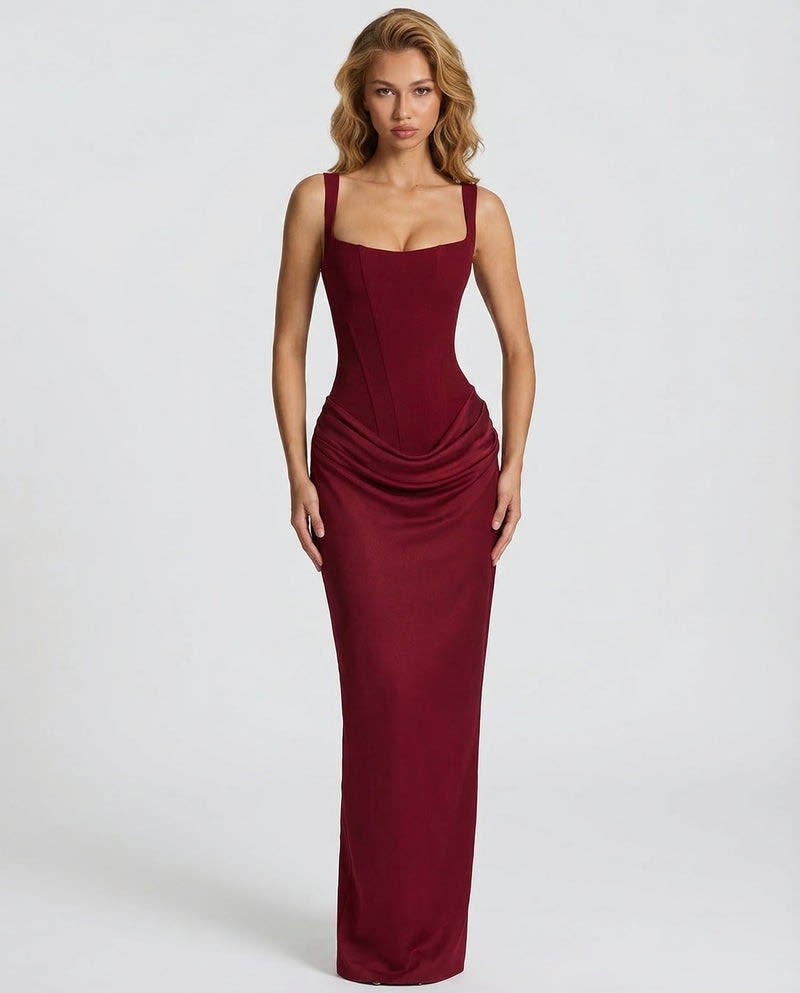 Women's Satin Corset Maxi Dress | Avis_16