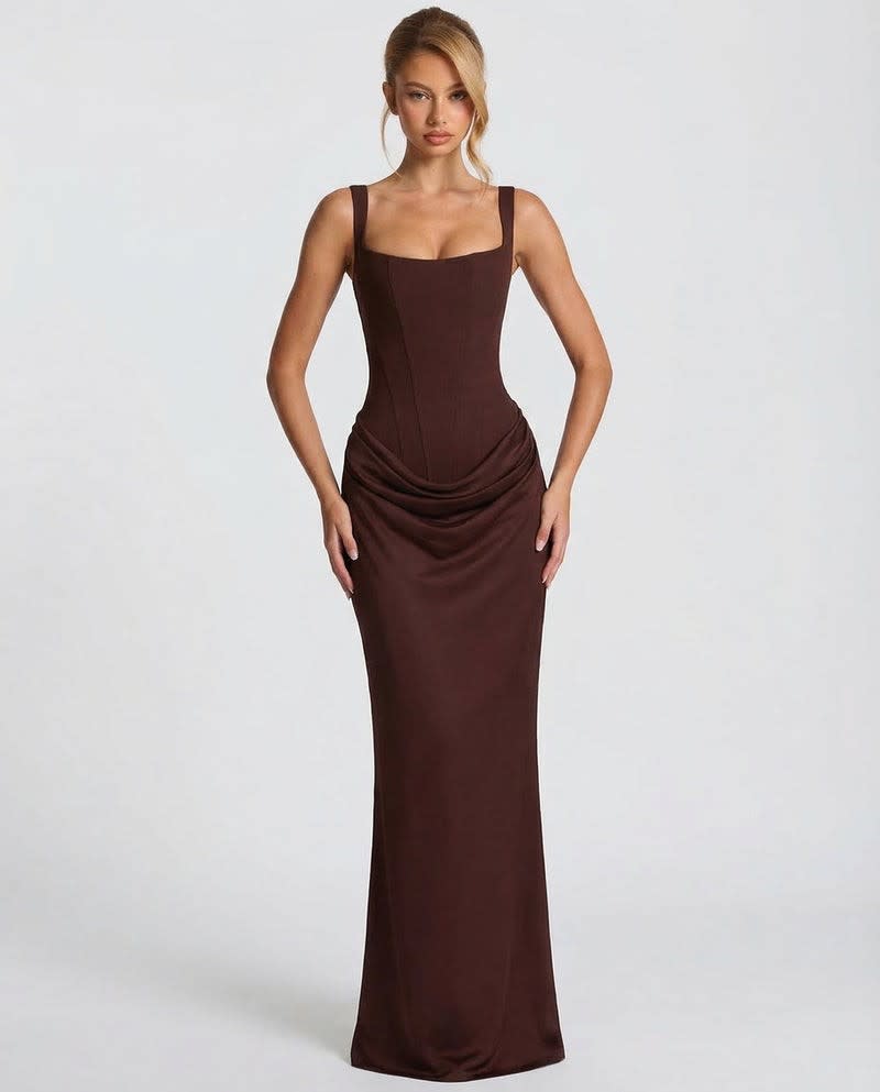 Women's Satin Corset Maxi Dress | Avis_4
