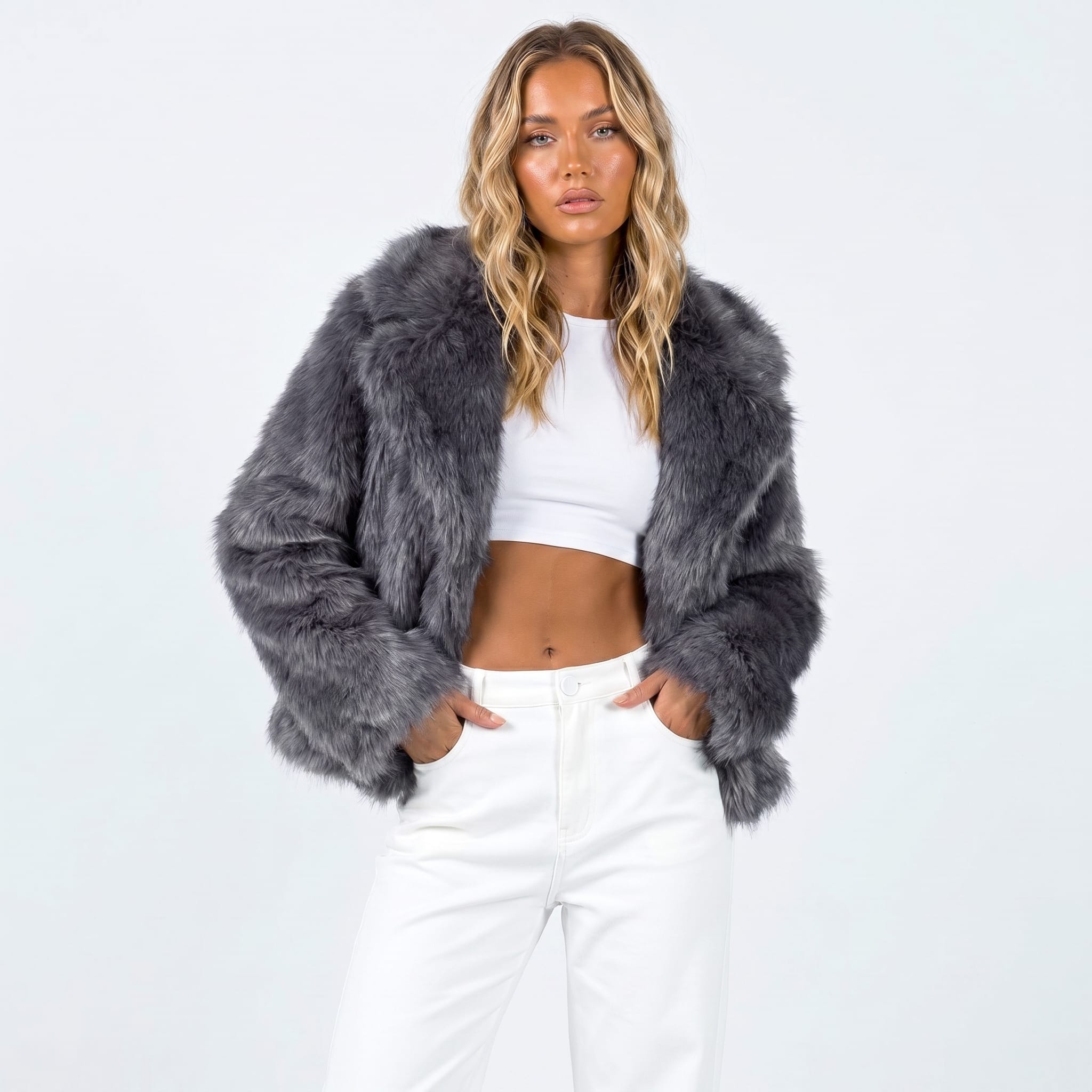 Women's Faux Fur Cropped Jacket | Letty_3