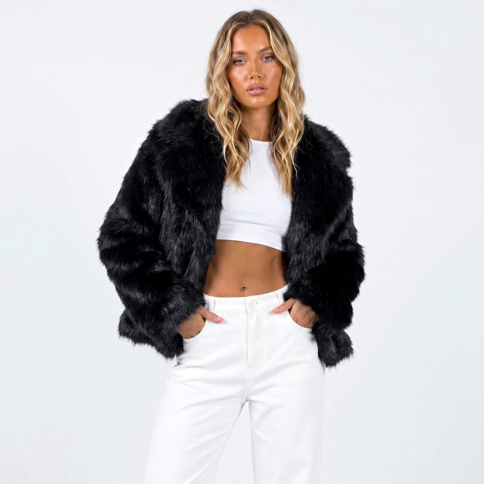 Women's Faux Fur Cropped Jacket | Letty_4