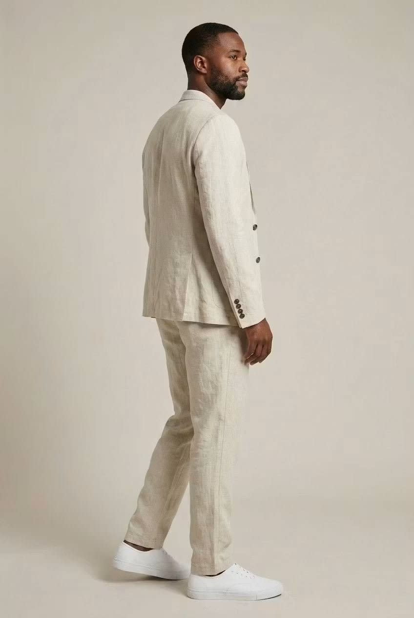 Men's Relaxed Fit Linen Blazer and Trousers Set | Cyprian_3
