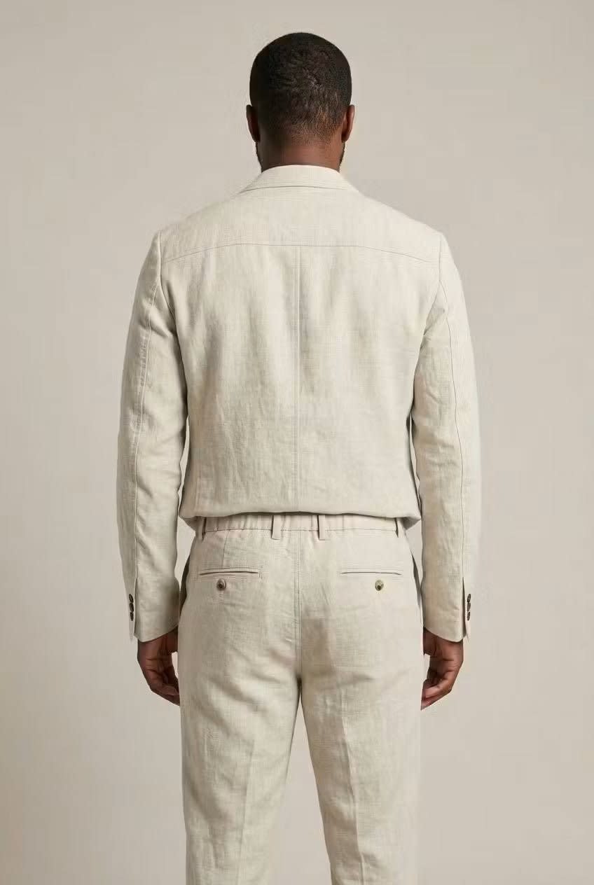 Men's Relaxed Fit Linen Blazer and Trousers Set | Cyprian_4