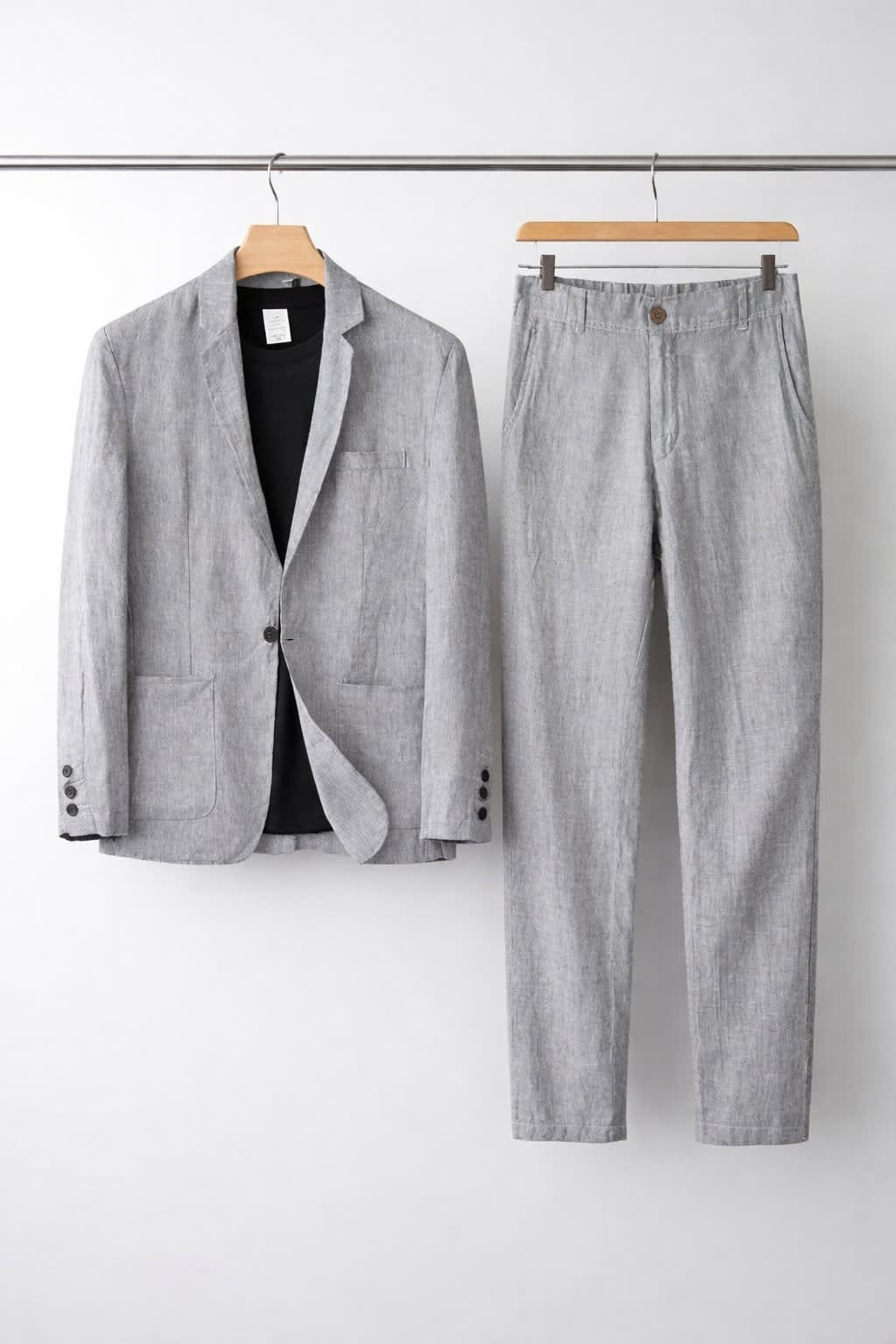 Men's Relaxed Fit Linen Blazer and Trousers Set | Cyprian_9
