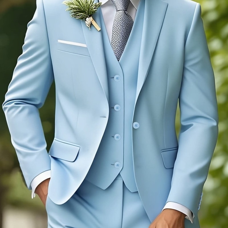 Men's Light Blue Three-Piece Suit | Esmond_1