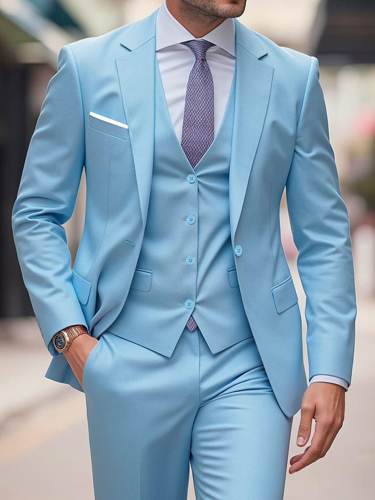 Men's Light Blue Three-Piece Suit | Esmond_2