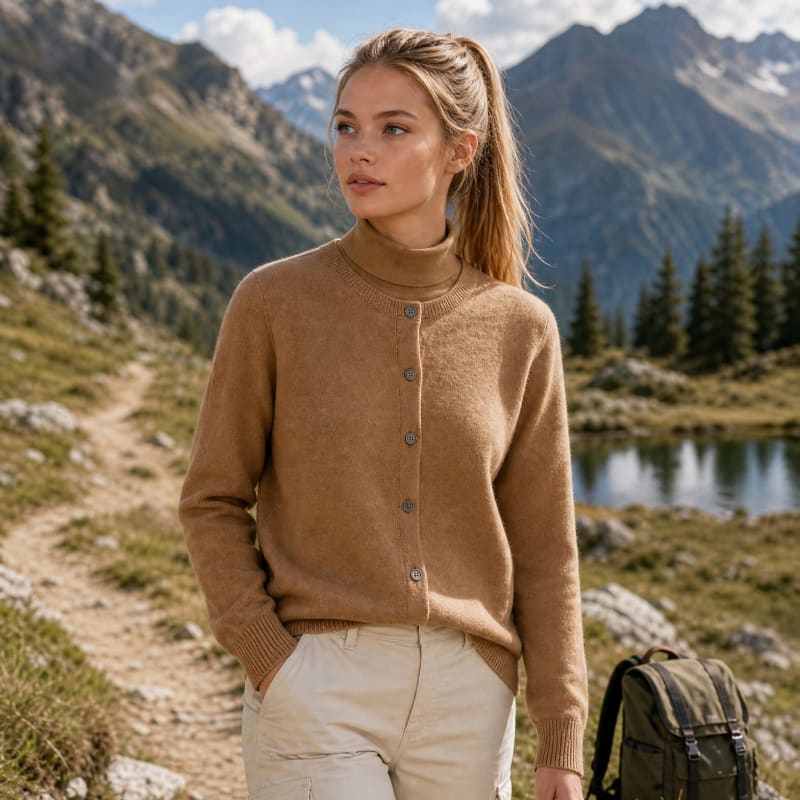 Women's Button Front Knit Cardigan | Eluned_1