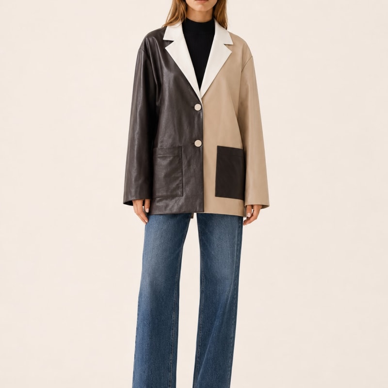 Women's Color-Block Longline Blazer with Oversized Fit | Cameron Anderson_1