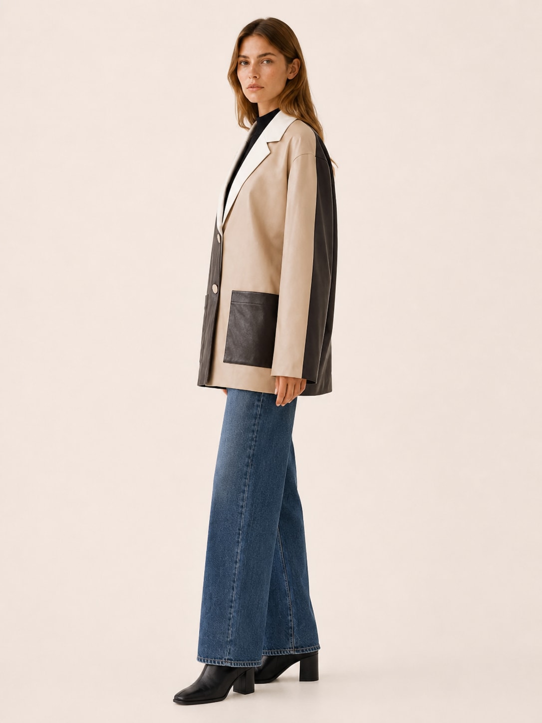 Women's Color-Block Longline Blazer with Oversized Fit | Cameron Anderson_2