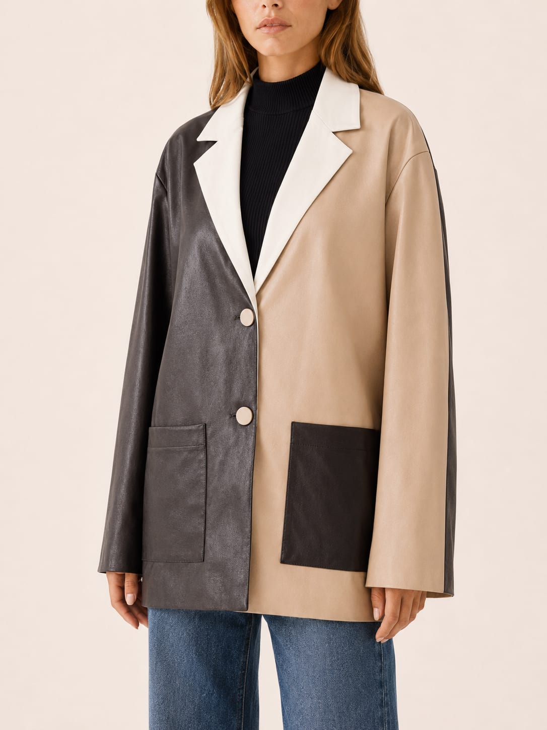Women's Color-Block Longline Blazer with Oversized Fit | Cameron Anderson_3