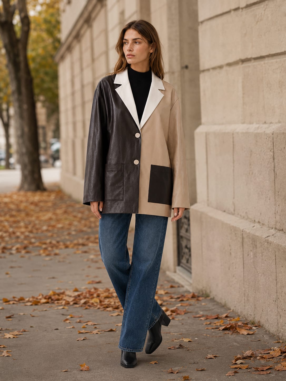 Women's Color-Block Longline Blazer with Oversized Fit | Cameron Anderson_4