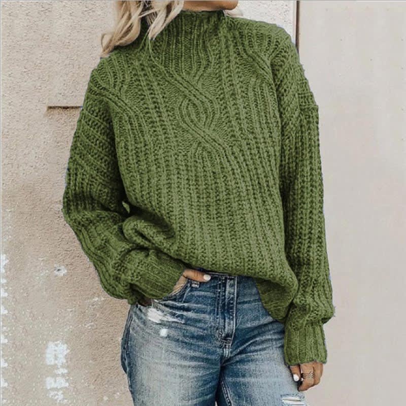 Women's Chunky Cable Knit Mock Neck Jumper | Lucille_4
