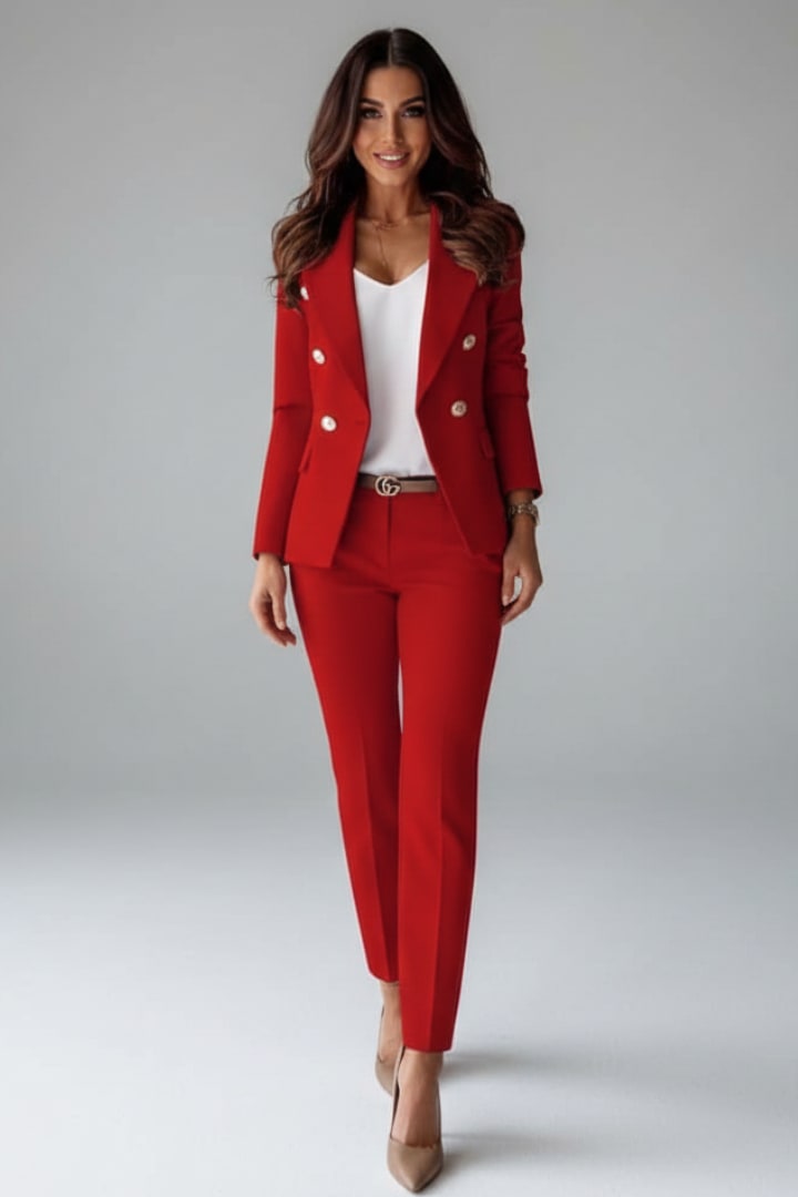 Women's Double Breasted Trouser Suit | Almira_12