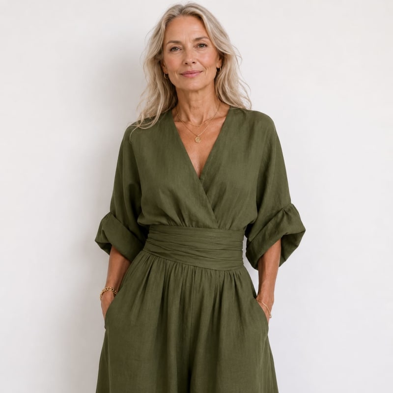 Women's Linen Wide Leg Jumpsuit | Treasa_1