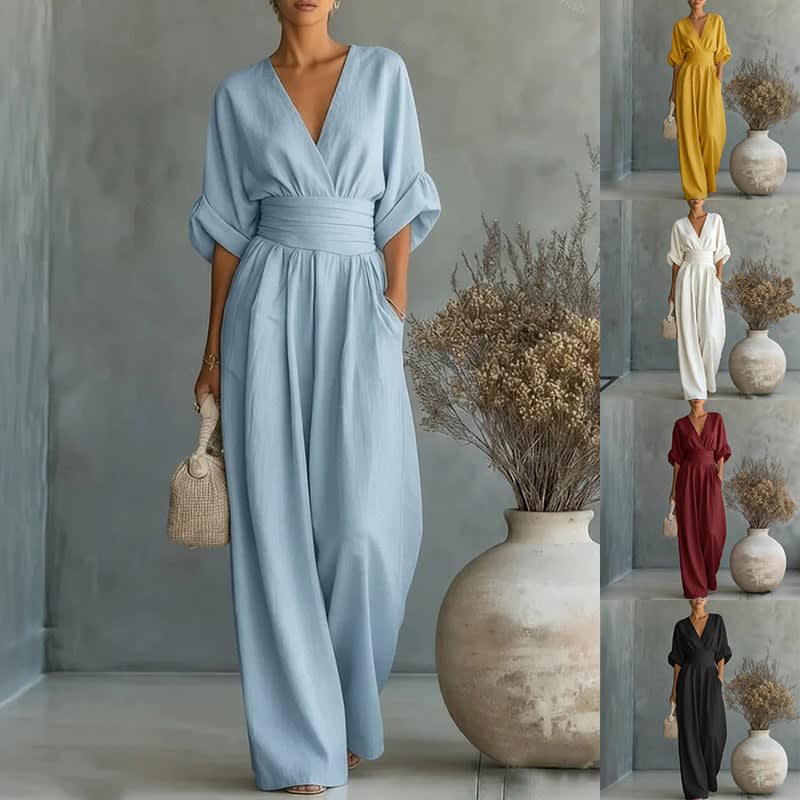 Women's Linen Wide Leg Jumpsuit | Treasa_2
