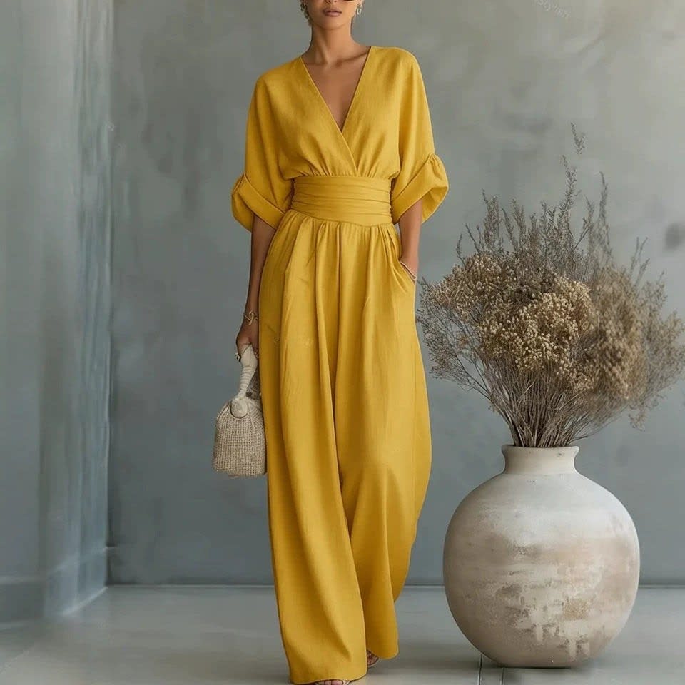 Women's Linen Wide Leg Jumpsuit | Treasa_4