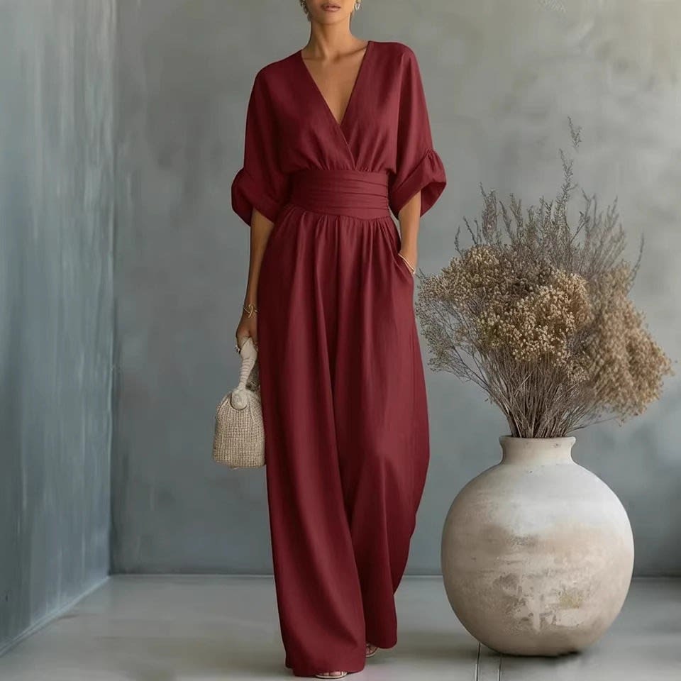 Women's Linen Wide Leg Jumpsuit | Treasa_6