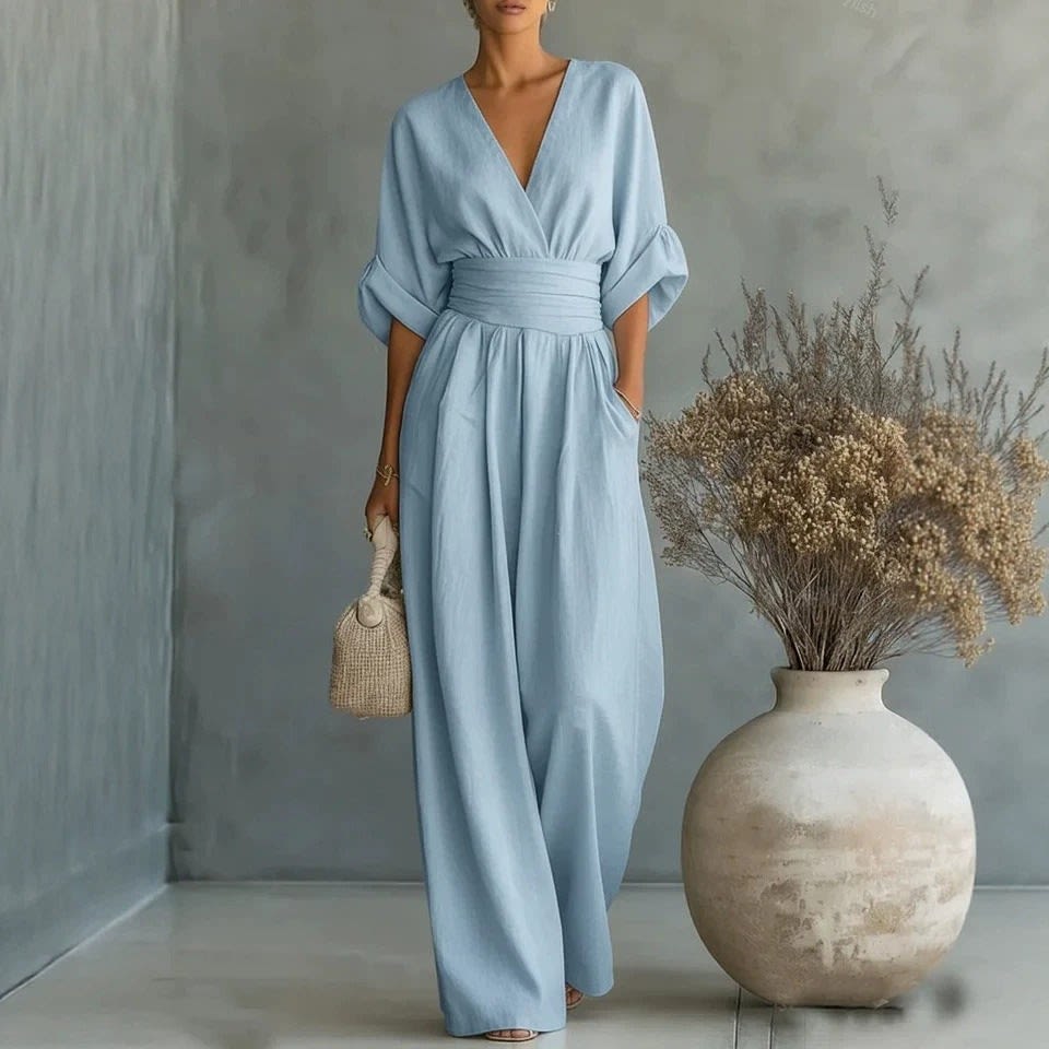 Women's Linen Wide Leg Jumpsuit | Treasa_7