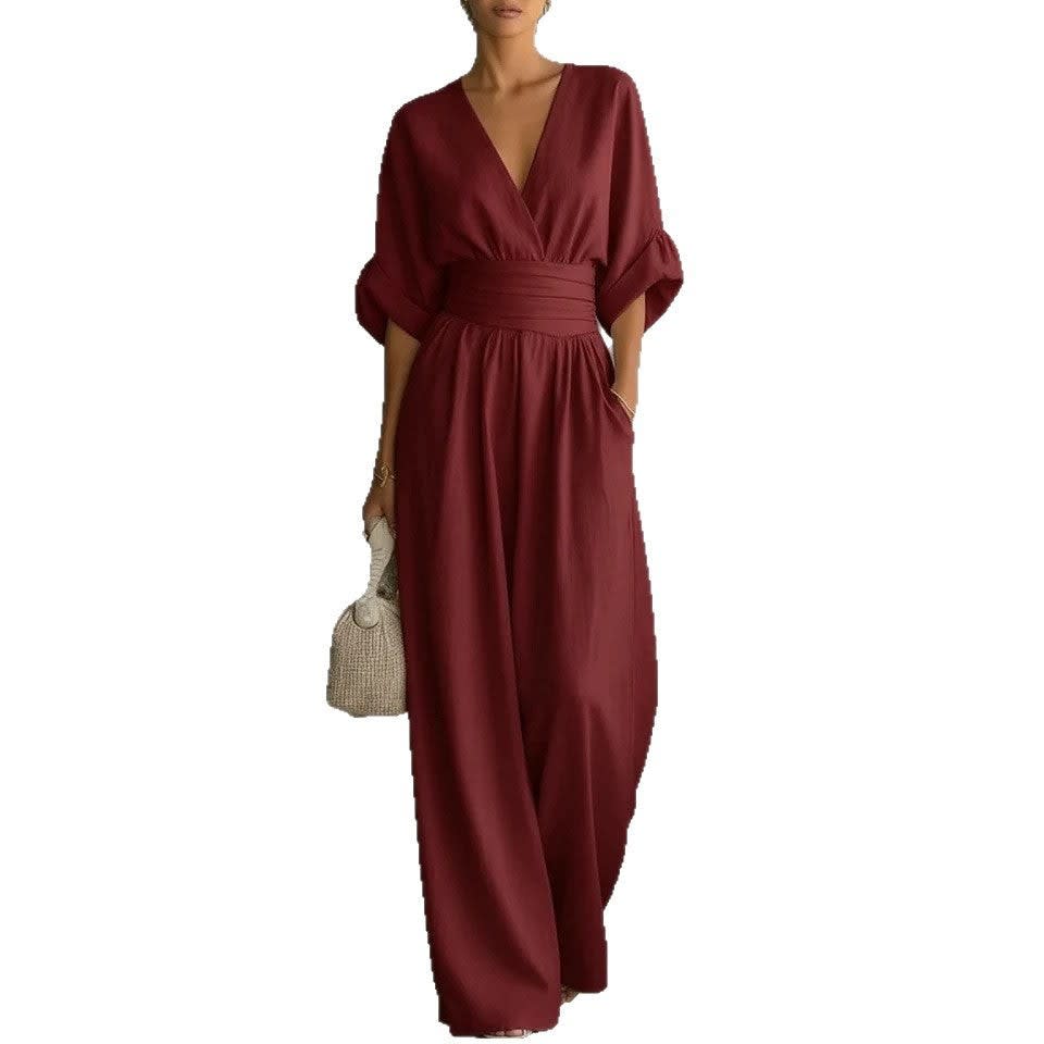 Women's Linen Wide Leg Jumpsuit | Treasa_8