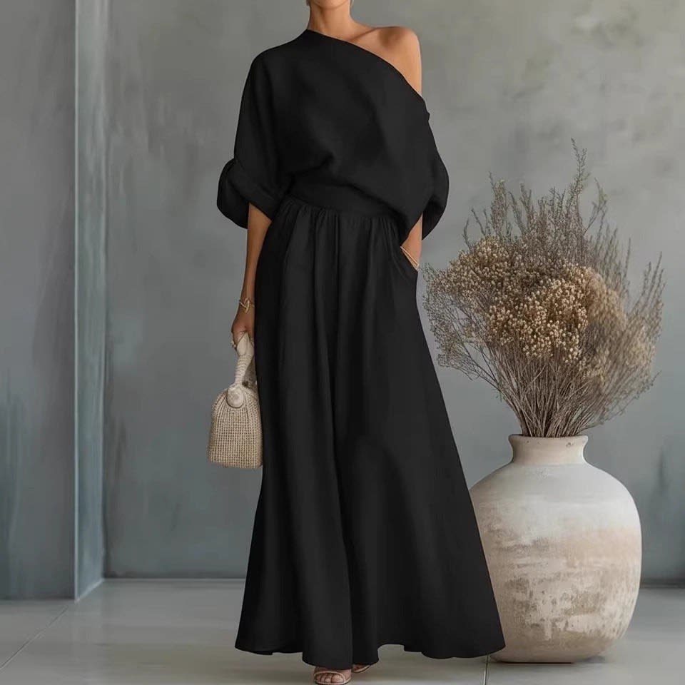 Women's Linen One Shoulder Two-Piece Set | Jennet_8