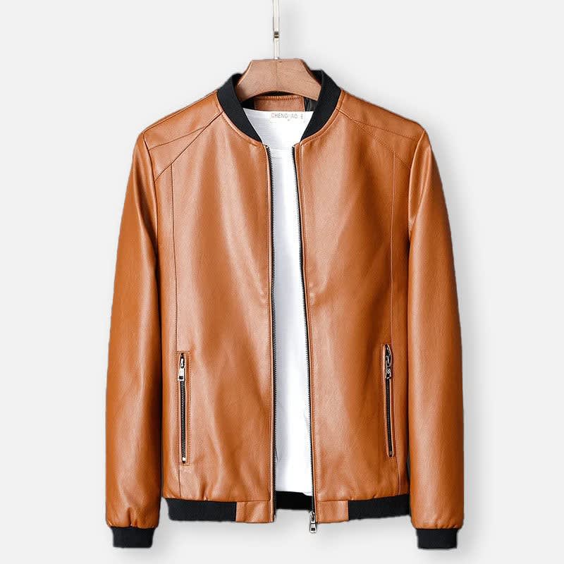 Men's Faux Leather Bomber Jacket | Hamish_1