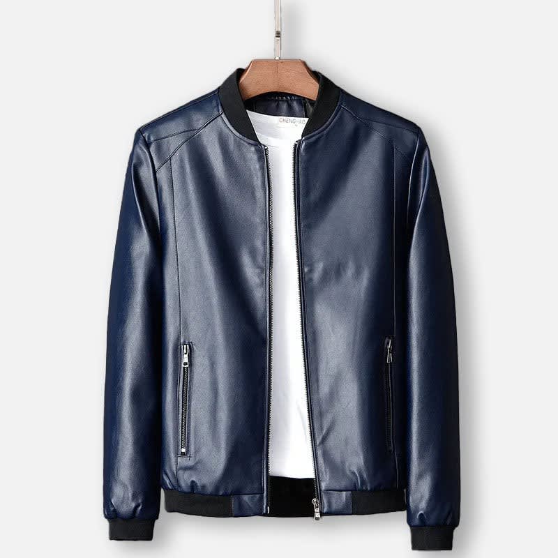 Men's Faux Leather Bomber Jacket | Hamish_2