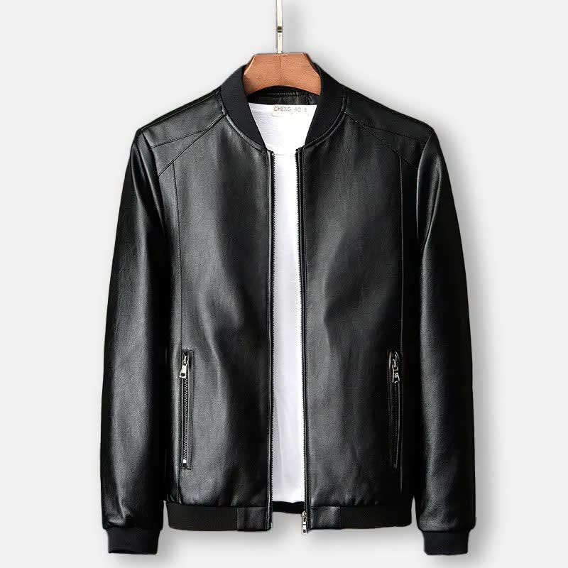 Men's Faux Leather Bomber Jacket | Hamish_3