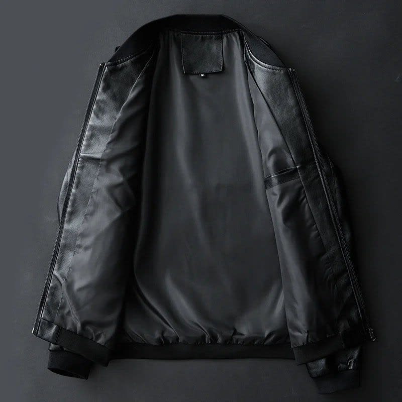 Men's Faux Leather Bomber Jacket | Hamish_4
