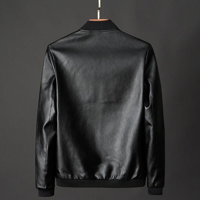 Men's Faux Leather Bomber Jacket | Hamish_5