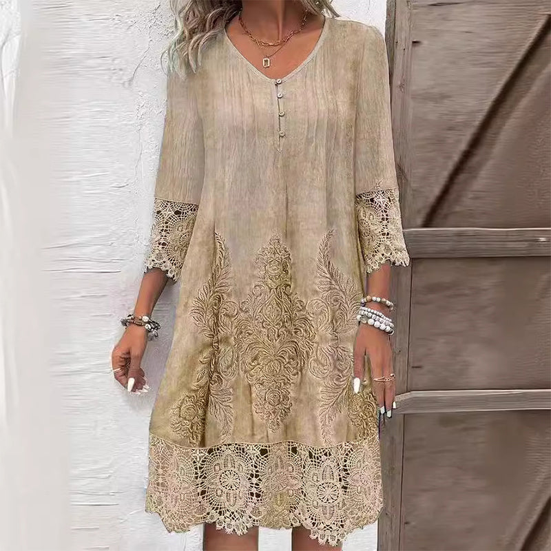 Women's Lace Trim V-Neck Dress | Florence