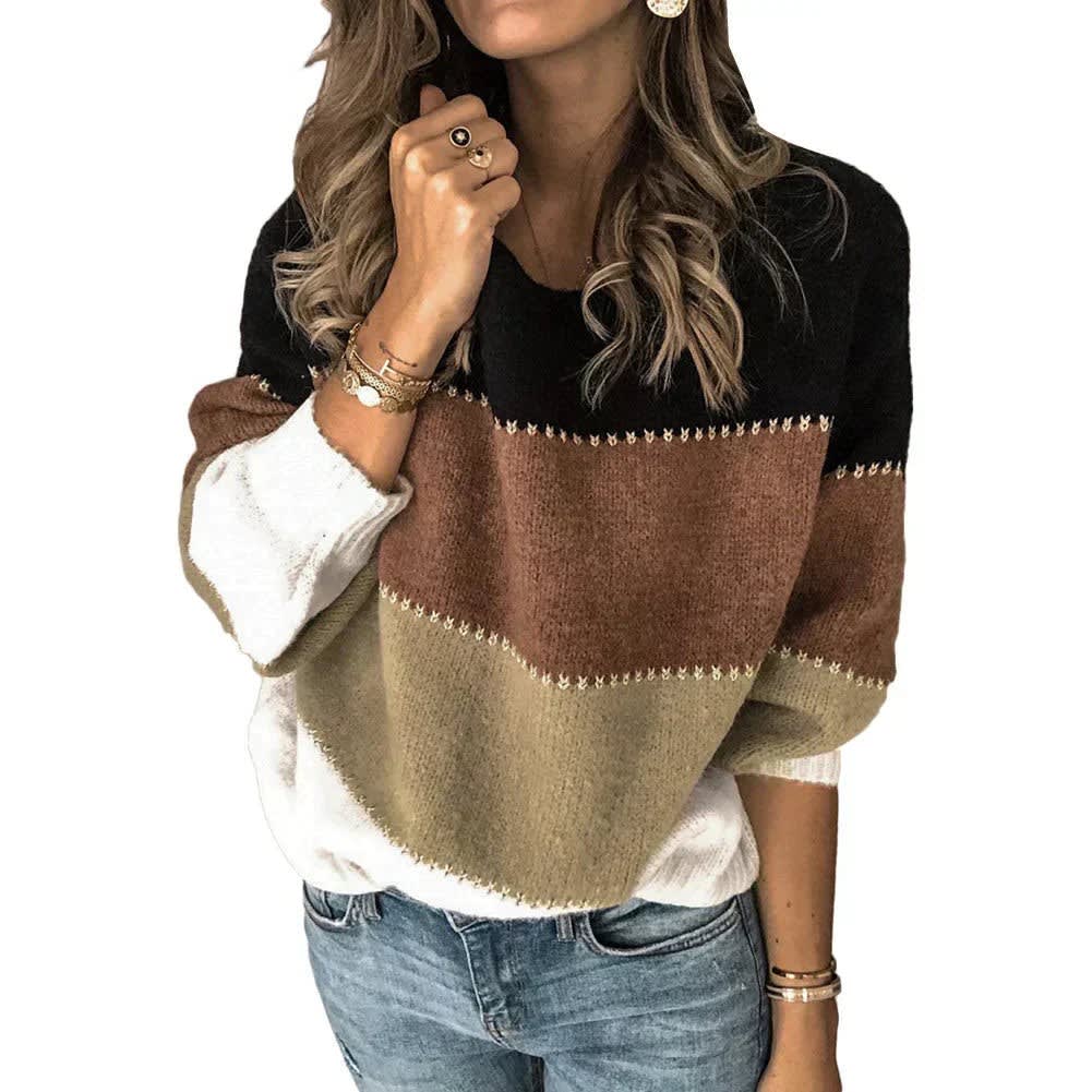 Women's Color Block Knit Jumper | Bryluen_4