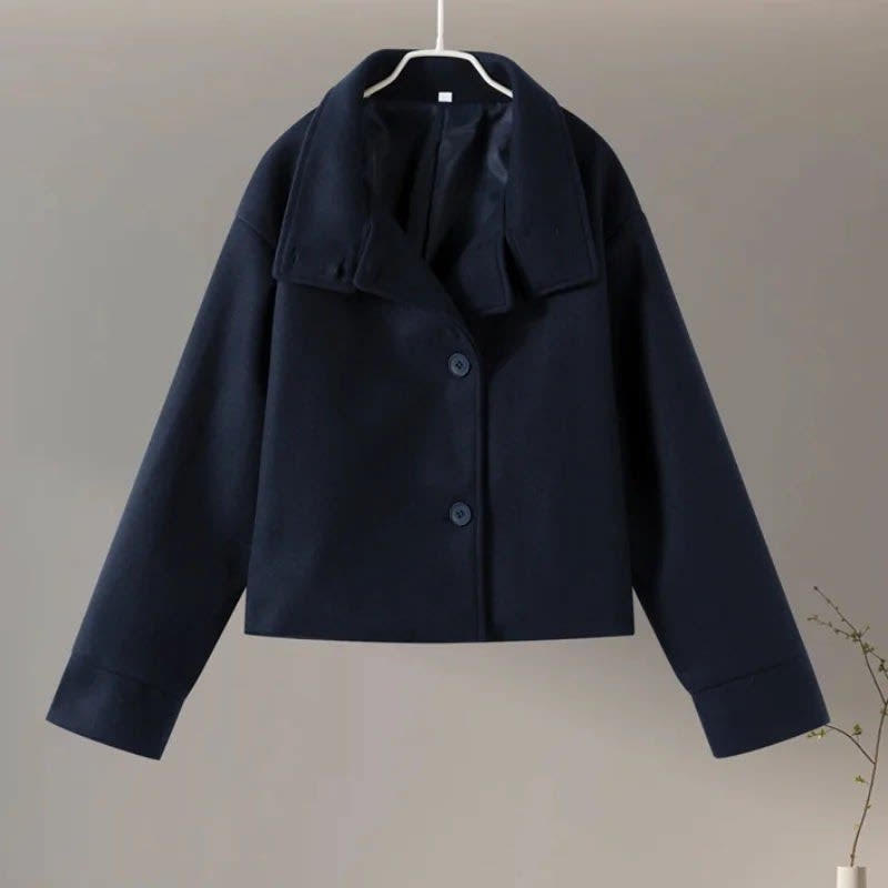 Women's Stand Collar Wool Pea Coat | Ophelia_10