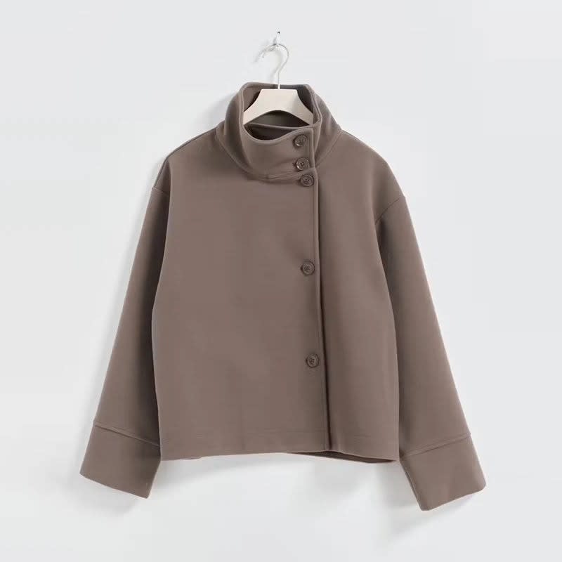 Women's Stand Collar Wool Pea Coat | Ophelia_14